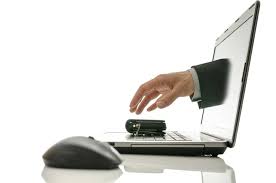 laptop and suspicious hand